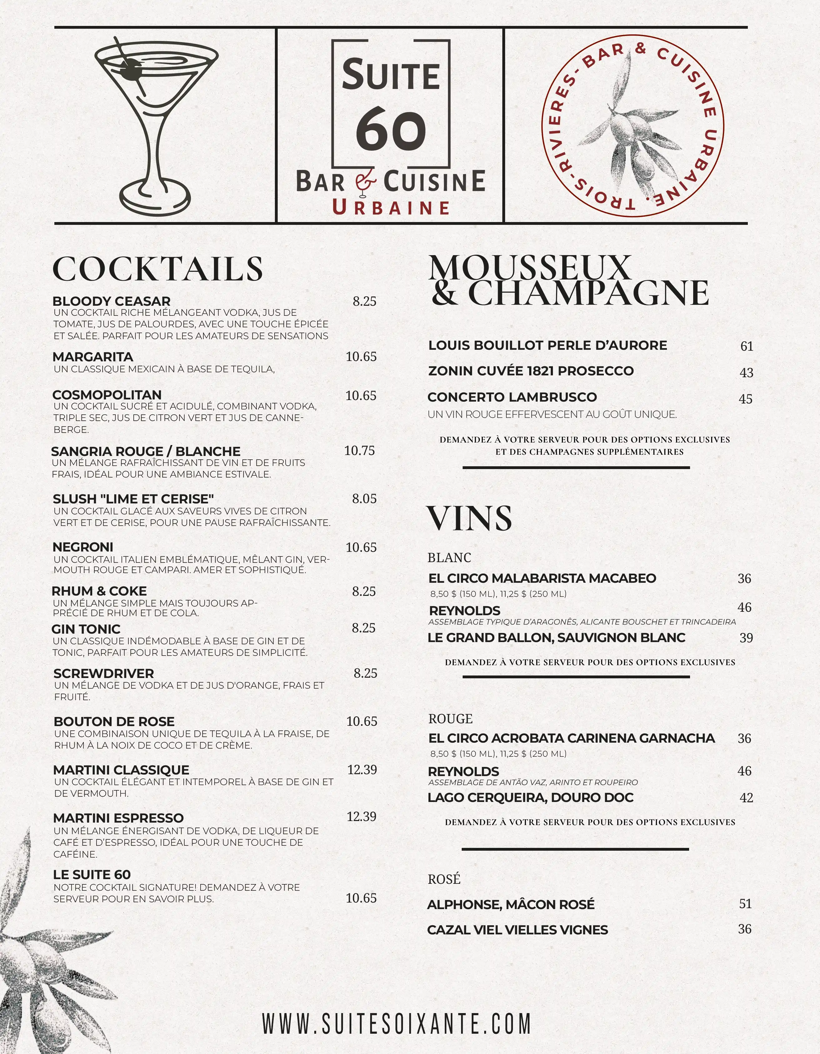 Preload drink menu front